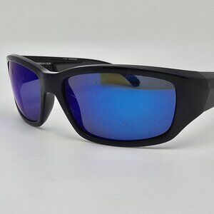 Caribbean Sun Edisto CS052P Black Frame Polarized Blue Mirror Glass Sunglasses